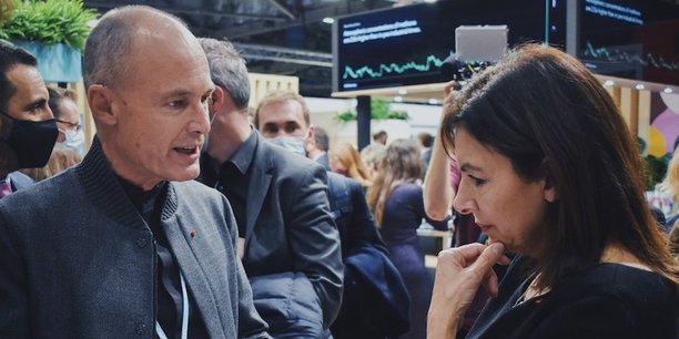 Bertrand Piccard en compagnie de Anne Hidalgo, Maire de Paris et candidate pour le PS au présidentielle 2022