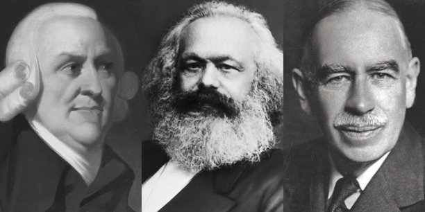Adam Smith, Karl Marx et John Maynard Keynes.