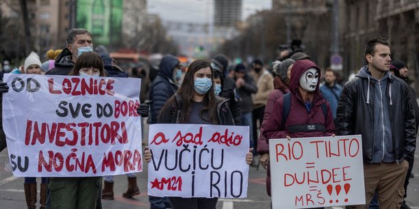 Manifestations en Serbie contre le projet d'exploitation d'une mine de lithium par la compagnie Rio Tinto.
