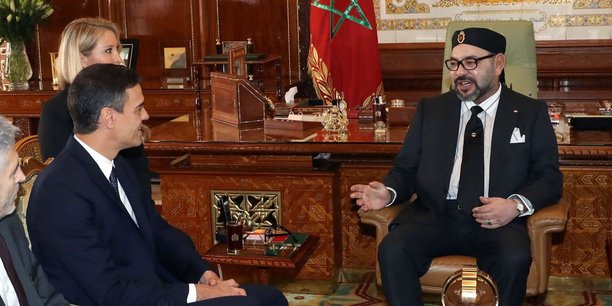 Le Roi du Maroc, Mohammed VI, et Pedro Sanchez, président du gouvernement espagnol.