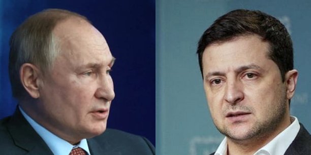 Vladimir Poutine et Volodymyr Zelensky.