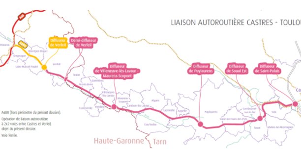 La future A69 entre Toulouse et Castres sera longue de 53 kilomètres.