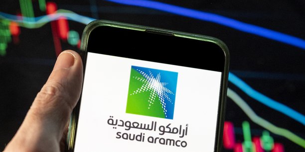 Logo de Aramco, l'entreprise pétrolière royale de l'Arabie Saoudite.