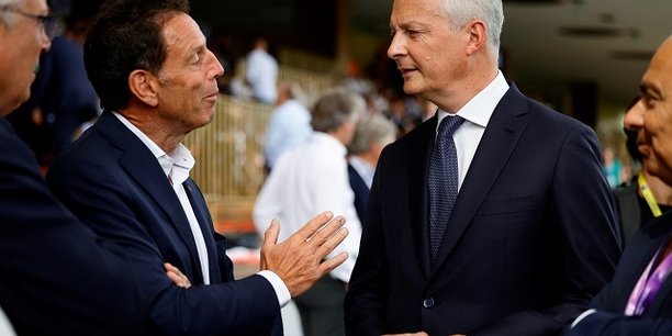 Geoffroy Roux de Bezieux et Bruno Le Maire à la Rencontre des entrepreneurs de France à l'hippodrome de Longchamp ce mardi 30 août.