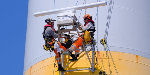 L'éolien Offshore emploie 1.800 personnes en Pays de la Loire, parmi lesquels Services Voltige, qui opère tout type de métiers au bout d'une corde.