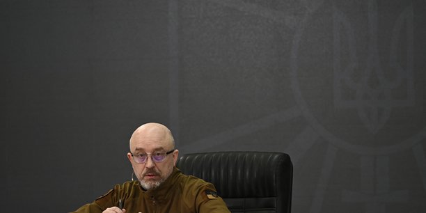 Photo du ministre ukrainien de la defense, oleksi reznikov, lors d'une conference de presse[reuters.com]