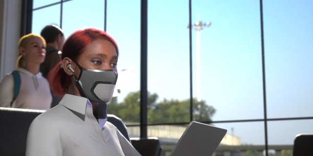 Skyted va lancer au mois de mai les pré-ventes pour son masque permettant de passer des appels en public sans être entendu.