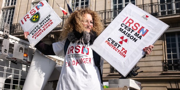 Manifestation des employés de l’IRSN, à Paris le 28 février 2023.