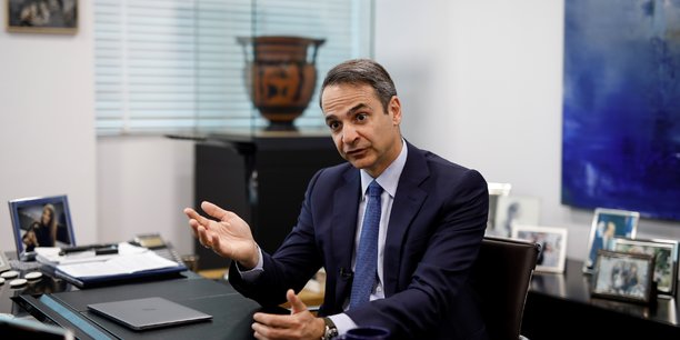 Le chef du parti conservateur nouvelle democratie, mitsotakis, s'exprime lors d'une interview accordee a reuters a athenes[reuters.com]