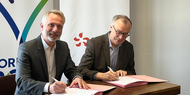 Didier Hellstern (EDF Renouvelables) et Jean-Frédéric Laurent (Grand port maritime de Bordeaux).