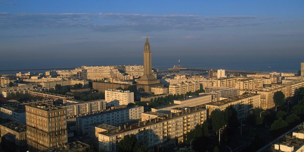 Vue du centre ville du Havre, reconstruit par l'architecte Auguste Perret