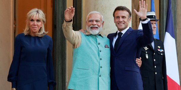 Narendra Modi avec Emmanuel Macron.