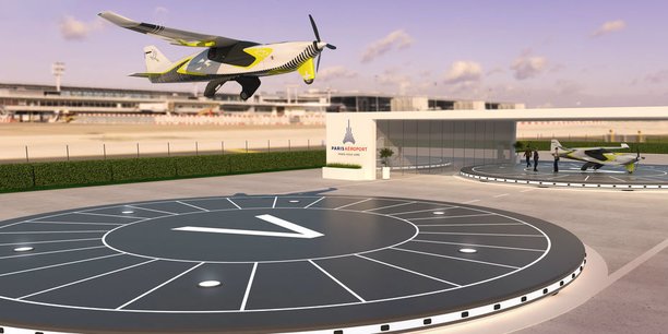 En tant que gestionnaire d'infrastructures, ADP entend développer les futurs vertiports qui accueilleront ces taxis volants. Ici, celui de Pontoise inauguré en novembre 2022.