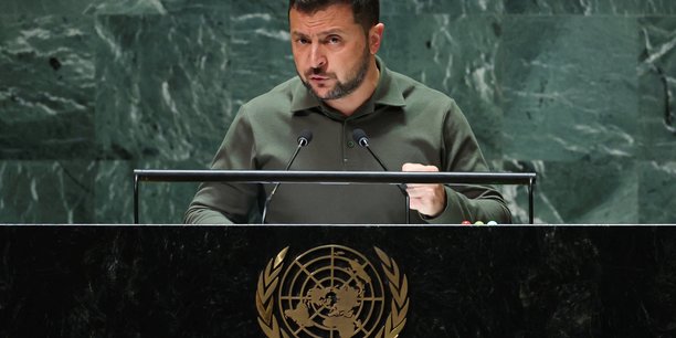 Le president ukrainien volodimir zelensky s'adressant a la 78e session de l'assemblee generale des nations unies[reuters.com]
