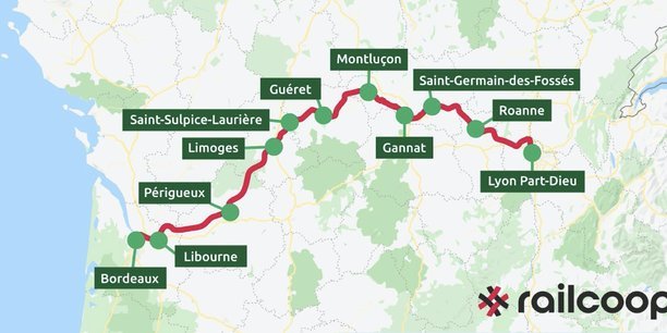 Le temps de parcours total entre Bordeaux et Lyon sera d'un peu moins de 8 heures de bout en bout.