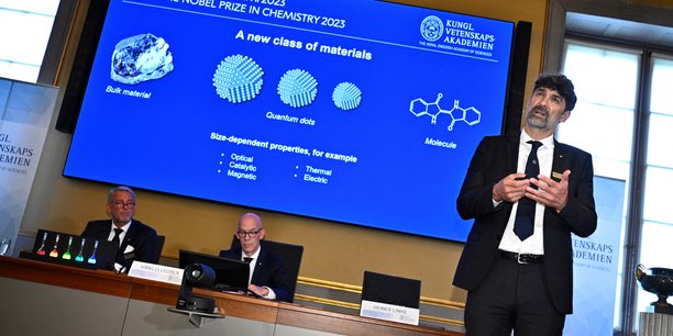 Heiner linke, comite nobel de chimie de l'academie royale des sciences, presente le prix nobel de chimie 2023 a stockholm, en suede[reuters.com]