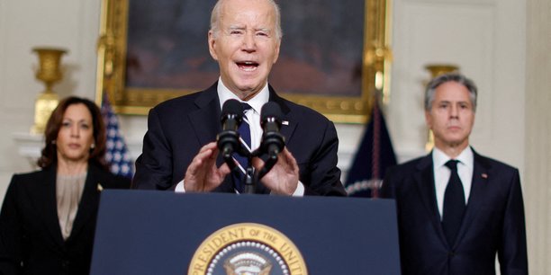 Joe Biden a pris la parole mercredi et a pris soin de s'entourer de Kamala Harris et d'Antony Blinken.