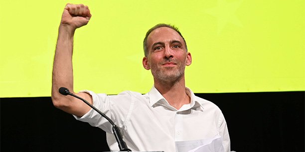 Raphaël Glucksmann
au meeting
du parti Place publique pour les européennes, le 8 octobre
à Paris.