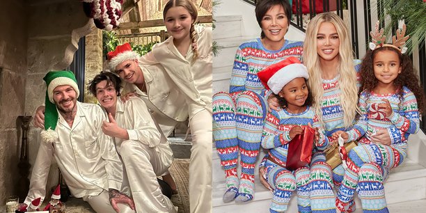 David Beckham et ses enfants / Kris Jenner et Khloé Kardashian entourée de Dream et True.