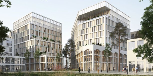 Développé par Adim et dessiné par Moon Safari et 2PM architecture, l'îlot Les Cimes (16.000 m2), à Bordeaux Euratlantique, sera l'une des plus importantes opérations de bureaux en 2024 dans l'agglomération bordelaise.