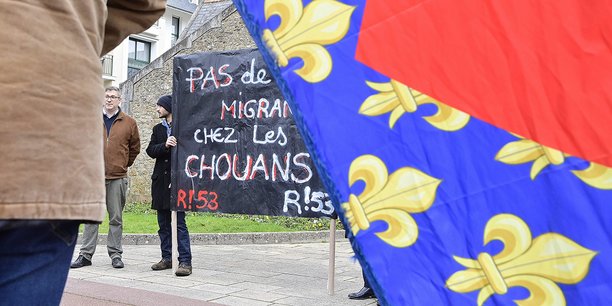 Manifestation contre un projet de centre d’accueil des migrants, 
à Saint-Brevin-les-Pins (Loire-Atlantique), le 25 février.