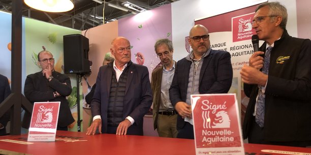 Les présidents de la Région Nouvelle-Aquitaine, de l'Aria et de la chambre d'agriculture ont présenté la nouvelle marque « Signé Nouvelle-Aquitaine » le 21 mai.