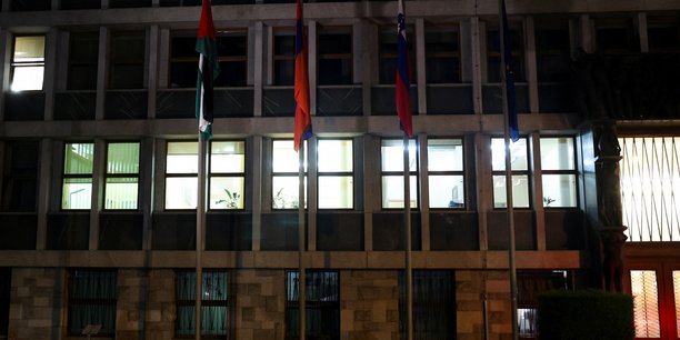 Un drapeau palestinien a l'exterieur du parlement slovene a lubljana[reuters.com]