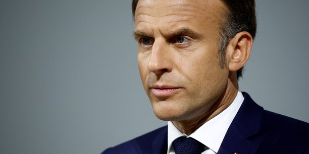 Emmanuel Macron lors de la conférence de presse ce mercredi, au pavillon Cambon à Paris.