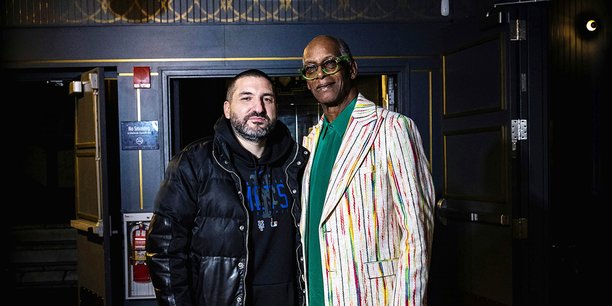 Le trompettiste Ibrahim Maalouf avec le champion olympique d’athlétisme Bob Beamon.