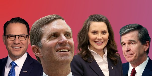 De gauche à droite : Josh Shapiro, Andy Beshear, Gretchen Whitmer et Roy Cooper