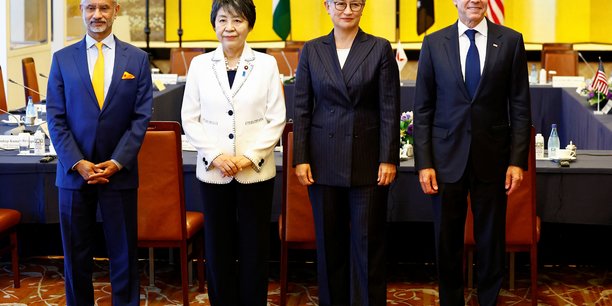 Le secretaire d'etat americain antony blinken, la ministre australienne des affaires etrangeres penny wong, le ministre indien des affaires exterieures subrahmanyam jaishankar et la ministre japonaise des affaires etrangeres yoko kamikawa[reuters.com]