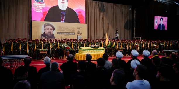 Hassan nasrallah lors des funerailles du chef militaire du hezbollah, fouad choukr[reuters.com]