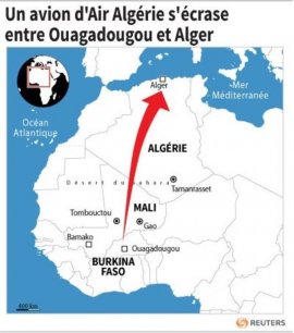 Un avion d'Air Algérie s'écrase, au moins 50 Français à bord[reuters.com]