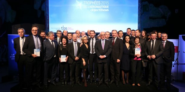 Les lauréats et parrains de l'édition 2015 des Trophées de l'Aéronautique