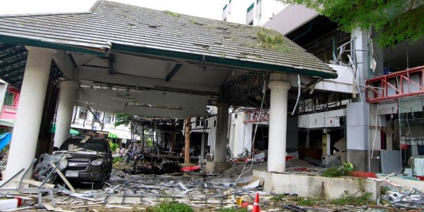 Damage is seen after a blast outside a hotel in the southern province of pattani[reuters.com]