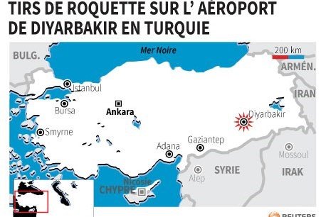 Tirs de roquette sur l'aeroport de diyarbakir en turquie[reuters.com]