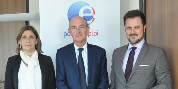 Serge Lemaitre (au centre), directeur Régional de Pôle emploi Occitanie, a félicité les nouveaux élus et dressé les différentes missions qu'ils devront accomplir.