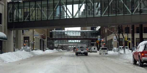 Le complexe piétonnier Skyway permet aux habitants de Minneapolis de se promener pendant les hivers rigoureux.