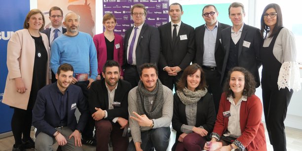 Le jury et les lauréats de la région Occitanie du prix 10000 startups pour changer le monde.