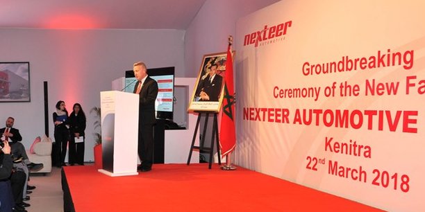 Mike Richardson, président de Nexteer Automotive, lors de son allocution à l'occasion  du lancement des travaux de la nouvelle usine à Kénitra au Maroc, ce jeudi 22 mars.