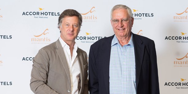 Sébastien Bazin, PDG d'AccorHotels et Adrian Gardiner, fondateur et président de Mantis Collection.