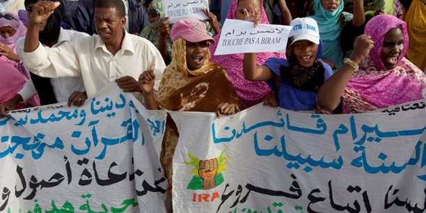 Manifestation pour la libération de Biram Ould Abeid, militant des droits de l'homme et leader du mouvement anti-esclavage en Mauritanie, le 26 mai 2012 dans la capitale Nouakchott.