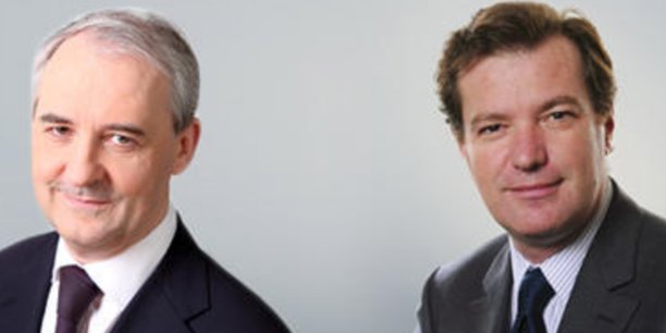 François Pérol (à gauche) a participé à sa dernière conférence de présentation des résultats. Il sera remplacé à la tête de BPCE le 1er juin par Laurent Mignon (à droite), l'actuel directeur général de Natixis.