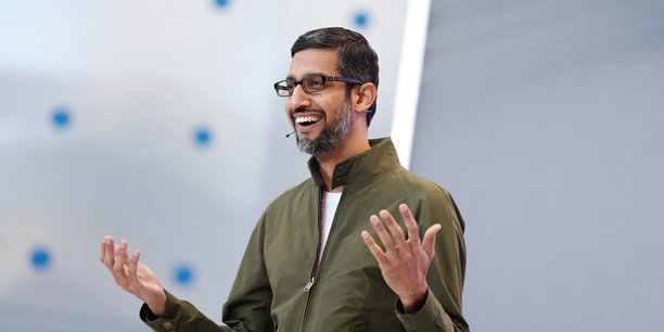 Sundar Pichai, Pdg de Google, le 8 mai 2018 à la Google I/O, conférence annuelle pour les développeurs (Moutain View, Californie).