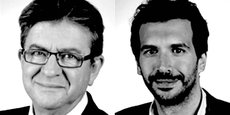 De gauche à droite, Jean-Luc Mélenchon, président du groupe France insoumise et Bastien Lachaud, député France insoumise.