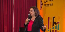 Samira Khamlichi, PDG de Wafacash présentant l'offre de paiement mobile de la société de transfert d'argent, filiale du groupe Attijariwafa Bank, ce jeudi 5 juillet à Casablanca.