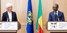 Christine Lagarde, directrice générale du FMI, et le président Patrice Talon, lors dun point de presse organisé en décembre 2017 dans la capitale béninois Cotonou.