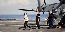 Florence Parly, ministre de la Défense, en visite sur le porte-avions Charles-de-Gaulle, en rade de Toulon, le 8 novembre 2018.