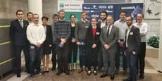 Le jury et les lauréats de la sélection régionale du Prix 10000 startups pour changer le monde à Bordeaux, jeudi 14 février.
