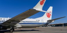 Un Boeing 737 MAX de la compagnie Air China à l'arrêt sur le tarmac de l'aéroport de Pékin, aujourd'hui lundi 11 mars 2019.